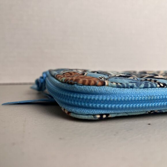 Vera Bradley Bali Blue Zip Around Wallet Organizer Floral 100% Cotton 8" x 5" - Picture 5 of 16